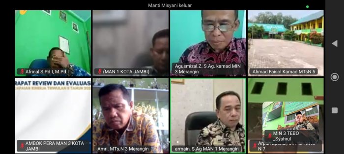 Rakor KKM : MAN, MTsN da MI se Provinsi Jambi via Zoom Meeting